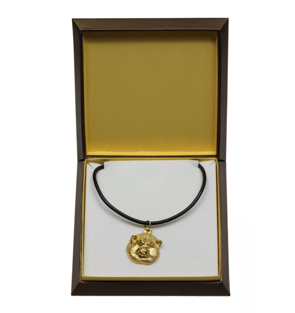 Akita, Akita Inu - Hundehalsband in Geschenkbox, vergoldeter Anhänger für Hundefans, auffälliger Schmuck von Art-Dog