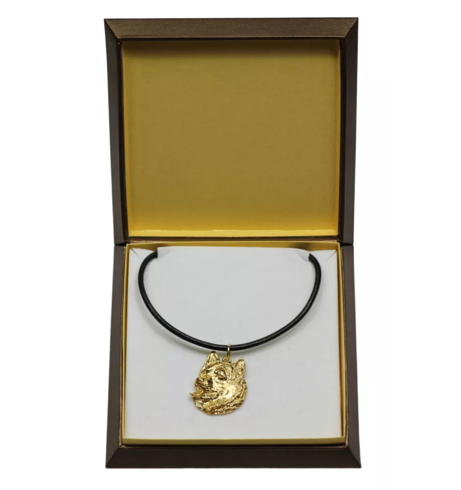 Alaskan Malamute, Alaskischer Malamute - Hundehalsband in Geschenkbox, vergoldeter Anhänger für Hundefans, auffälliger Schmuck von Art-Dog