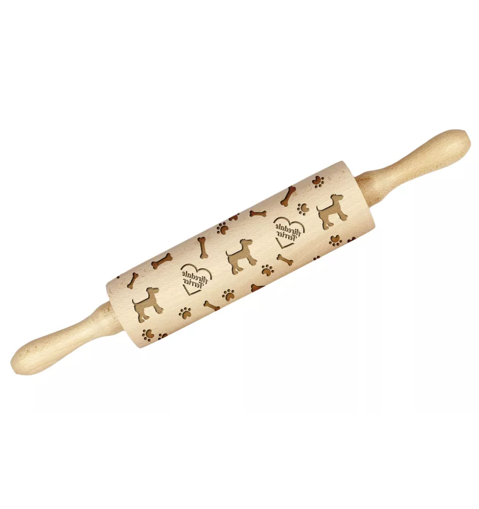 Airedale Terrier, Bingley Terrier - rolling pin with a dog, decorating cookies with a rolling pin in patterns, a gift for the ceramicist of the Art-Dog brand
