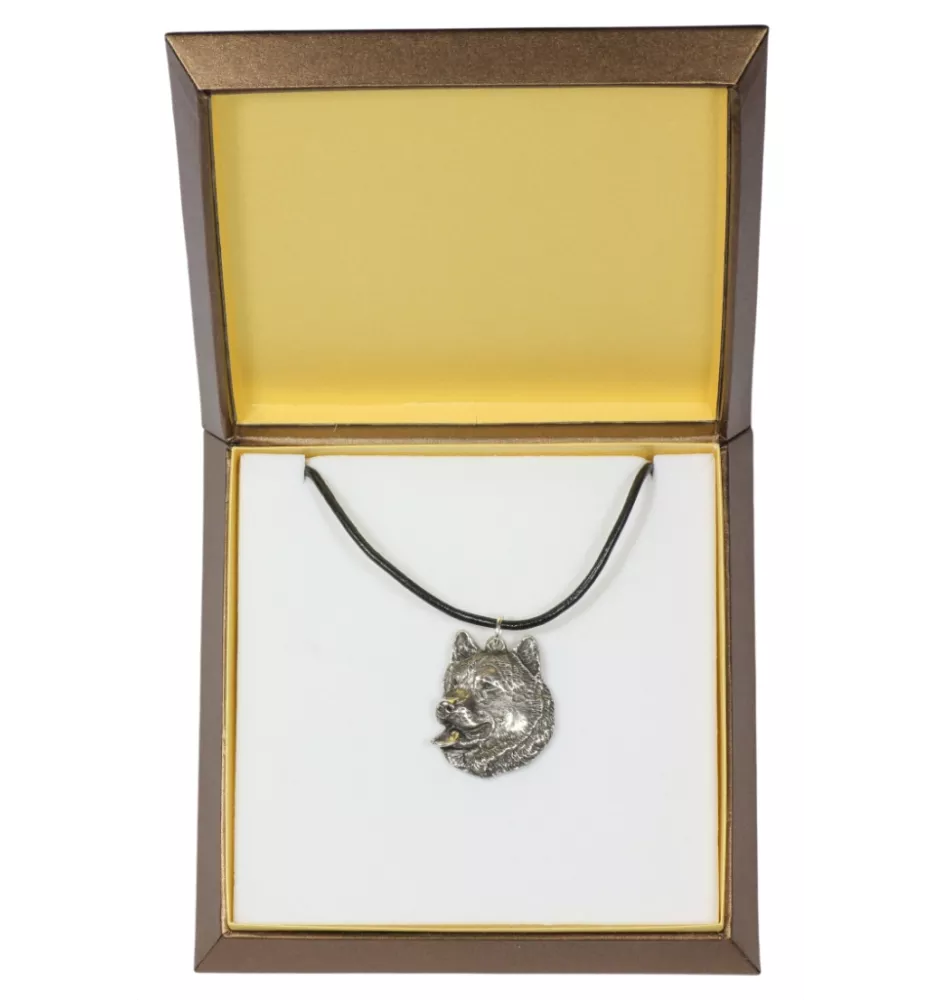 Malamute de l'Alaska - Collier de chien dans une boîte cadeau, médaillon argenté pour fan de chien, pendentif remarquable de la marque Art-Dog