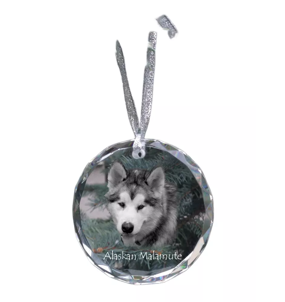 Alaskan Malamute, Alaskischer Malamute - Kristallkugel mit Foto, Hundebild im Kristall, personalisierter Christbaumschmuck von Art-Dog.