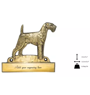Airedale Terrier, Waterside Terrier - Haustürschild mit Hund, Messingschild mit Namen, personalisiertes Türschild mit Markennamen Art-Dog