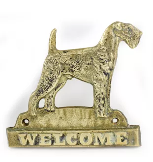 Airedale Terrier, Bingley Terrier - a door sign with a dog, a brass welcome plaque, a unique sign with the inscription Welcome from the Art-Dog brand