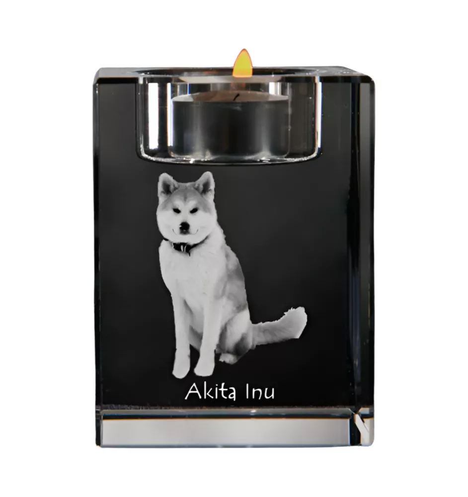 Akita, Akita Inu - Candle holder with dog photo, crystal tealight holder, personalised gift by Art-Dog brand