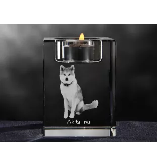 Akita, Akita Inu - Candle holder with dog photo, crystal tealight holder, personalised gift by Art-Dog brand