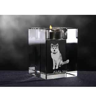 Akita, Akita Inu - Candle holder with dog photo, crystal tealight holder, personalised gift by Art-Dog brand
