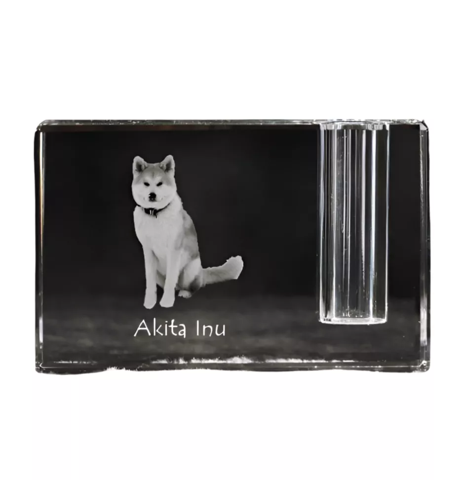Akita penholder kryształowy z psem Art-Dog
