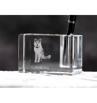 Akita, Akita Inu - Stifthalter, Kristallorganizer mit Hundefoto, einzigartige Schreibtischdekoration der Marke Art-Dog