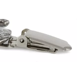 Airedale Terrier, Bingley Terrier - brooch with a clip, holder for a start number, silver-plated dog show pin from the Art-Dog brand