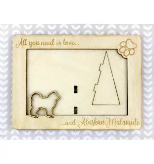 Malamute de l'Alaska - Cadre photo, cadre en bois gravé, un joli gadget pour l'amoureux des chiens par Art-Dog