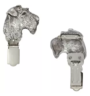 Airedale Terrier, Waterside Terrier, Bingley Terrier - broche avec pince, support pour numéro de départ, épingle argentée pour exposition de chiens de la marque Art-Dog