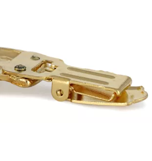 Airedale Terrier, Bingley Terrier - brooch with a clip, gold-plated holder for a race number, elegant dog show pin from Art-Dog brand