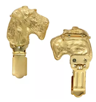 Airedale Terrier, Waterside Terrier - Brosche mit Clip, vergoldeter Startnummernhalter, Geschenk für Hundeausstellung der Marke Art-Dog