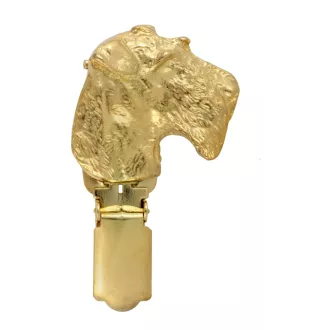Airedale Terrier, Waterside Terrier - Brosche mit Clip, vergoldeter Startnummernhalter, Geschenk für Hundeausstellung der Marke Art-Dog