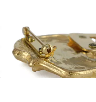 Airedale Terrier, Bingley Terrier - brooch with a clip, gold-plated holder for a start number, a gift for a dog show by Art-Dog brand.
