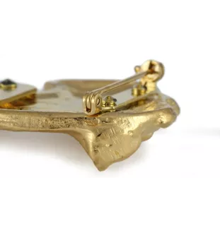 Airedale Terrier, Bingley Terrier - brooch with a clip, gold-plated holder for a start number, a gift for a dog show by Art-Dog brand.