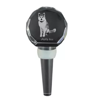 Akita, Akita Inu - Crystal bottle stopper, unique wine stopper with photo, personalised gift for sommelier by Art-Dog brand