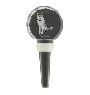 Akita, Akita Inu - Crystal bottle stopper, unique wine stopper with photo, personalised gift for sommelier by Art-Dog brand