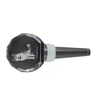 Akita, Akita Inu - Crystal bottle stopper, unique wine stopper with photo, personalised gift for sommelier by Art-Dog brand