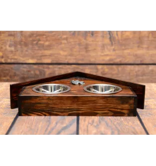 Airedale Terrier, Bingley Terrier - wooden stand with bowls for a dog, decorative dog bowls, a gift for adopting a dog from the Art-Dog brand