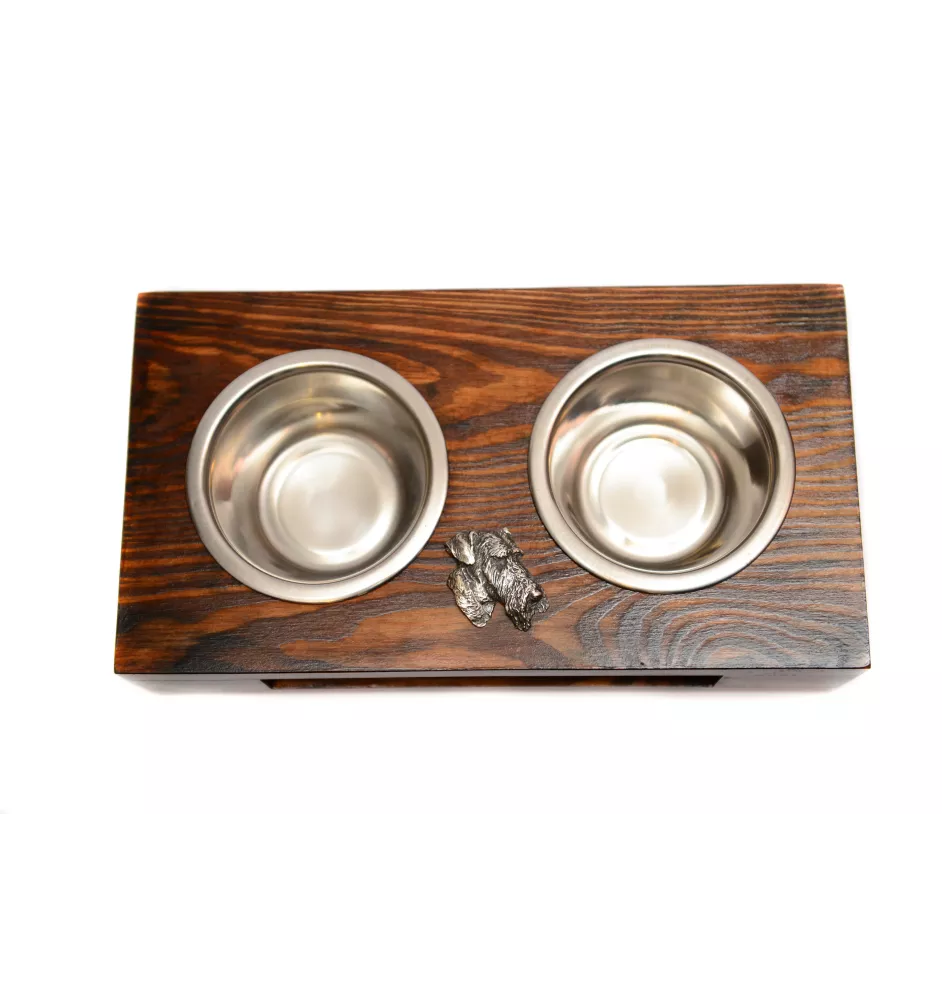 Airedale Terrier, Waterside Terrier, Bingley Terrier - support en bois avec des bols pour chien, bols pour chien en acier, cadeau pour l'adoption d'un chien de la marque Art-Dog