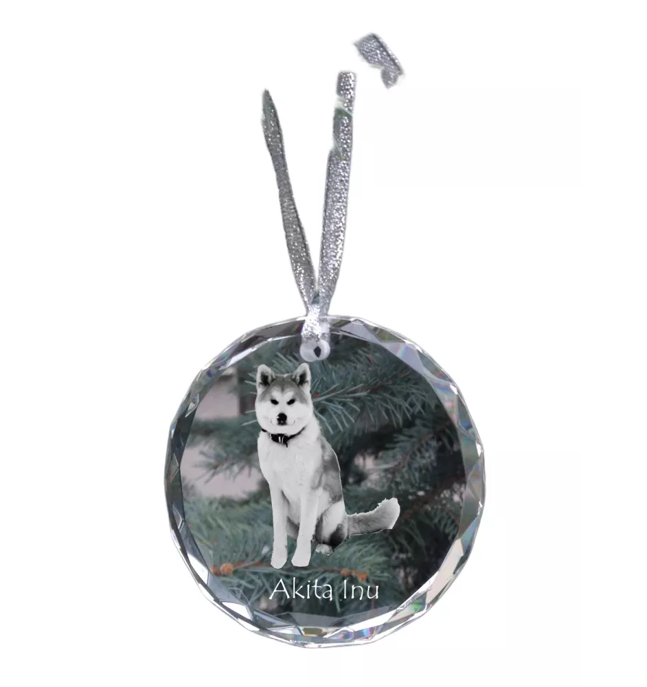 Akita, Akita Inu - Kristallkugel mit Foto, Hundebild im Kristall, personalisierter Christbaumschmuck von Art-Dog.