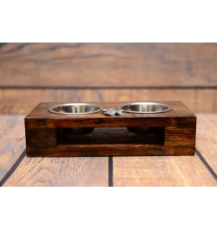Airedale Terrier, Bingley Terrier - wooden stand with bowls for a dog, steel dog bowls, a gift for adopting a dog from the Art-Dog brand