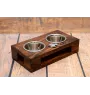 Airedale Terrier, Bingley Terrier - wooden stand with bowls for a dog, steel dog bowls, a gift for adopting a dog from the Art-Dog brand
