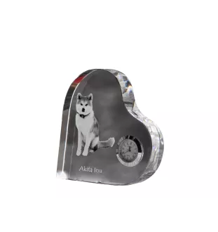 Akita, Akita Inu - horloge en cristal avec une photo de chien, horloge de table en forme de cœur, horloge debout personnalisée de la marque Art-Dog