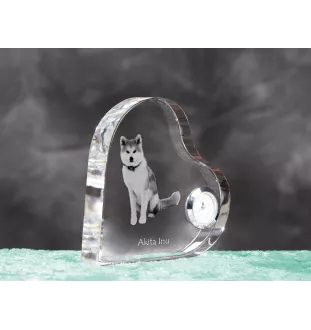 Akita, Akita Inu - Kristalluhr mit einem Hundebild, Herzregal-Uhr, personalisierte Standuhr der Marke Art-Dog