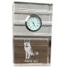 Akita, Akita Inu - Glasuhr mit Foto, Foto eines Hundes im Kristall, personalisierte Tischuhr für das Büro der Marke Art-Dog