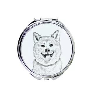 Akita, Akita Inu - Taschenspiegel mit Hund, personalisierter Taschenspiegel, kompakter Spiegel mit Art-Dog-Logo