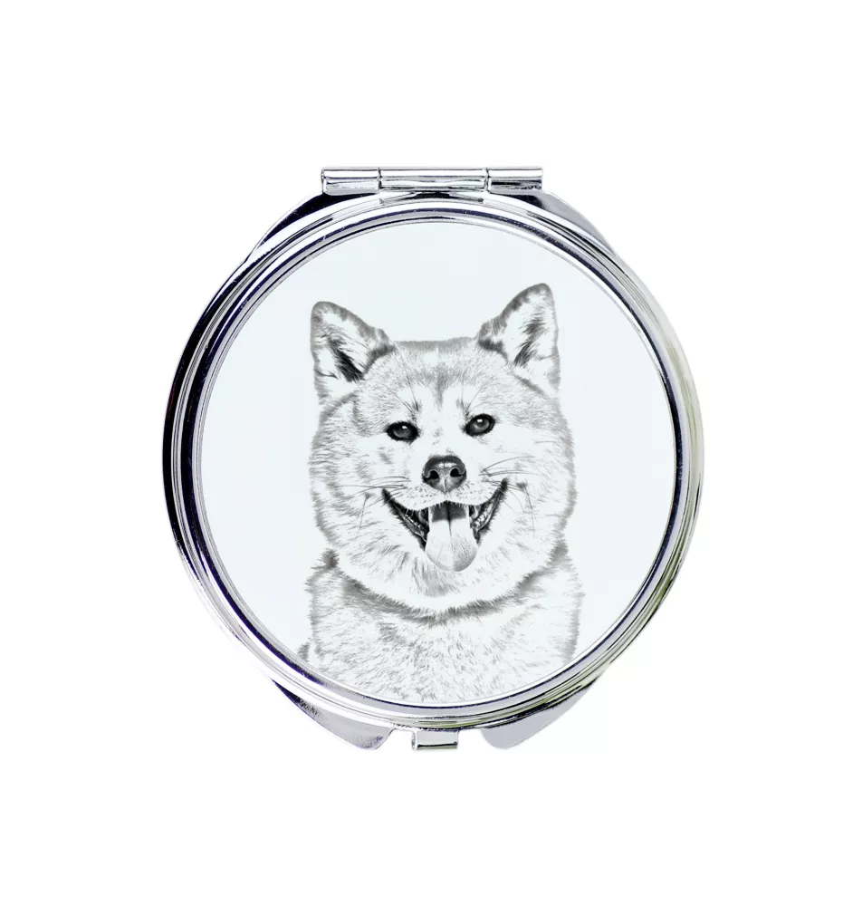 Akita, Akita Inu - Taschenspiegel mit Hund, personalisierter Taschenspiegel, kompakter Spiegel mit Art-Dog-Logo