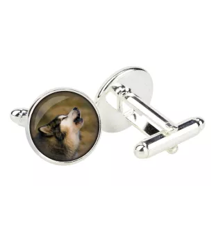 Alaskan Malamute spinka do mankietów w pudełku ze zdjęciem Art-Dog