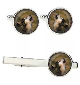 Alaskan Malamute, Alaskischer Malamute Ärmelknöpfe und Krawatte mit Ihrem Foto, Anzugaccessoire, Herrenschmuck der Marke Art-Dog