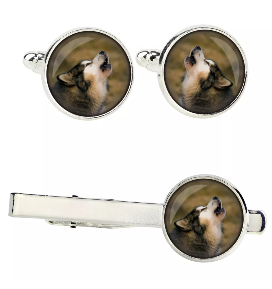 Malamute de l'Alaska - Boutons de manchette et cravate avec votre photo, accessoire de costume, bijoux pour hommes de la marque Art-Dog.