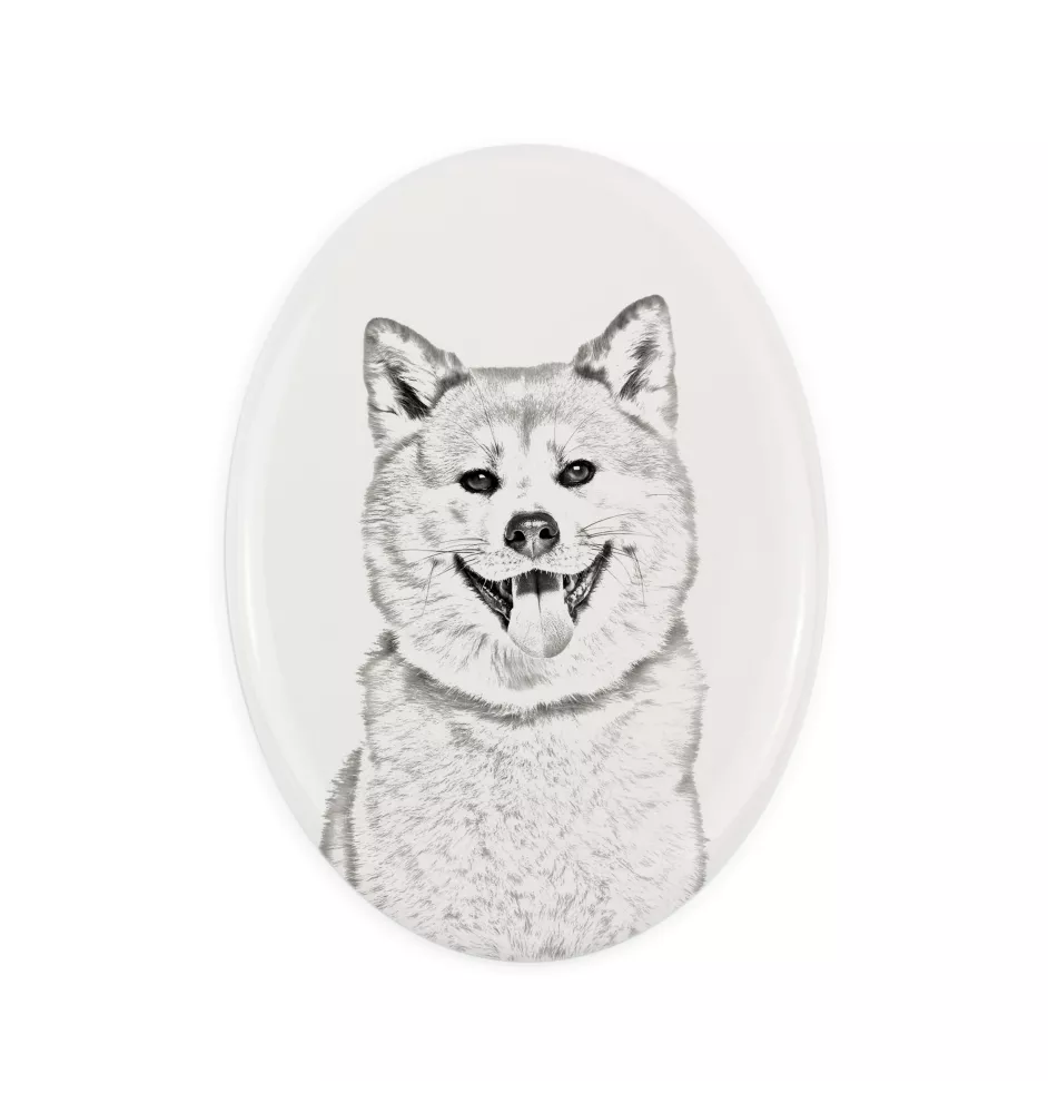 Akita, Akita Inu - une plaque commémorative avec une photo de chien, une plaque funéraire avec une impression, une plaque ovale personnalisée de la marque Art-Dog