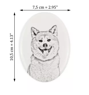 Akita, Akita Inu - Gedenktafel mit einem Foto eines Hundes, Grabplatte mit Druck, personalisierte ovale Platte der Marke Art-Dog