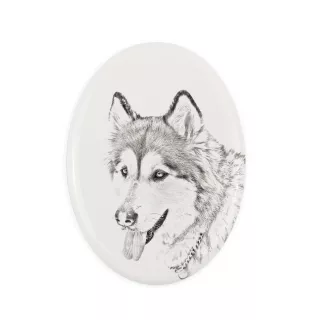 Malamute de l'Alaska - une plaque commémorative avec une photo de chien, une plaque funéraire avec une impression, une plaque ovale personnalisée de la marque Art-Dog