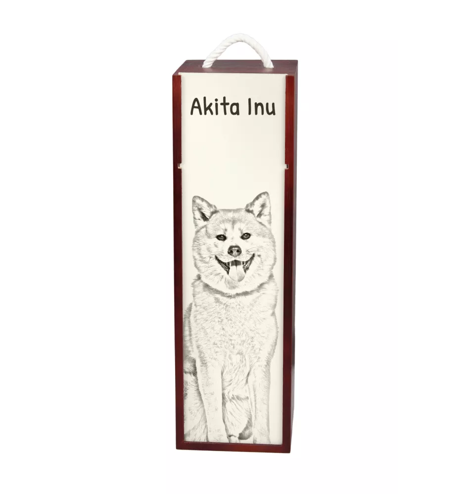 Akita, Akita Inu - boîte à vin avec chien, boîte à alcool avec graphisme, boîte cadeau personnalisée de la marque Art-Dog
