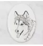 Alaskan Malamute, Alaskischer Malamute - Gedenktafel mit einem Foto eines Hundes, Grabplatte mit Druck, personalisierte ovale Platte der Marke Art-Dog