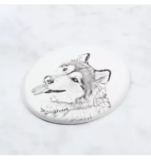 Alaskan Malamute, Alaskischer Malamute - Gedenktafel mit einem Foto eines Hundes, Grabplatte mit Druck, personalisierte ovale Platte der Marke Art-Dog