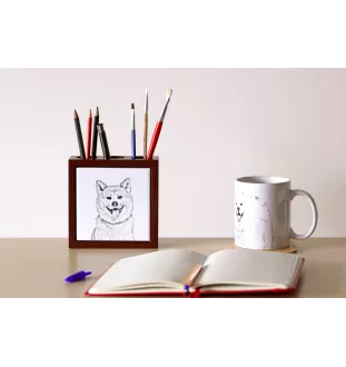 Akita, Akita Inu - pen holder with a dog, desk organizer with a print, personalized desk decoration from the Art-Dog brand.