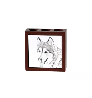 Alaskan Malamute - pen holder with a dog, desk organizer with a print, personalized desk decoration from the Art-Dog brand.