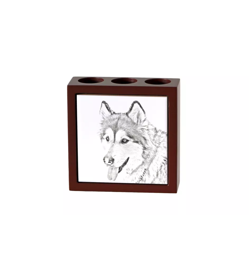 Alaskan Malamute, Alaskischer Malamute - Stifthalter mit Hund, Schreibtischorganizer mit Aufdruck, personalisierte Schreibtischdekoration der Marke Art-Dog