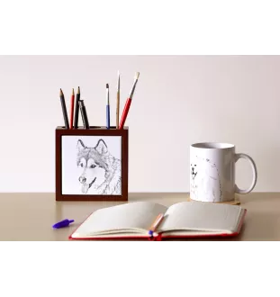 Alaskan Malamute - pen holder with a dog, desk organizer with a print, personalized desk decoration from the Art-Dog brand.