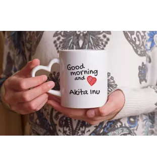 Akita kubek z psem good morning serce Art-Dog