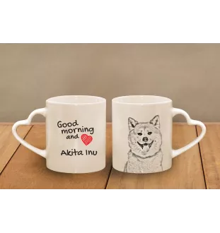 Akita, Akita Inu - cup with a dog, adorable cup with a heart-shaped handle, universal gift from the Art-Dog brand