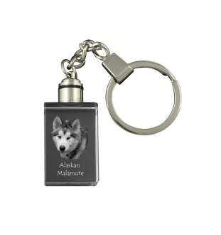 Alaskan Malamute - Crystal key ring with dog photo, illuminated key ring, unique gift by Art-Dog brand