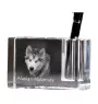 Alaskan Malamute - Pen stand, crystal organiser with dog photo, unique desk decoration by Art-Dog brand